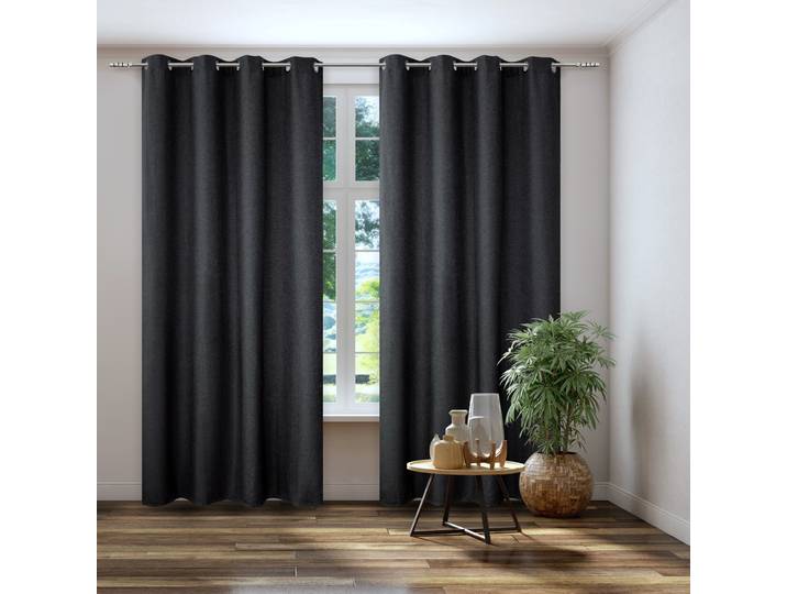 Vorhang KUTTI Dimout Gr. 4, grau (anthrazit), B:140cm H:245cm, Polyester, Gardinen, Vorhang, Verdunkelung, Thermo, isolierend, einfarbig