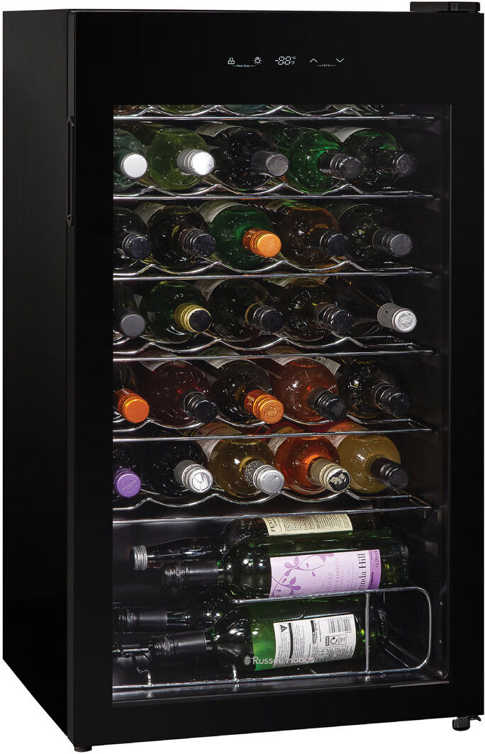 Russell Hobbs RH34WC101B, 34 Bottle, 93L Wine Cooler in Black Black 84.5cm H X 47cm W X 44cm D