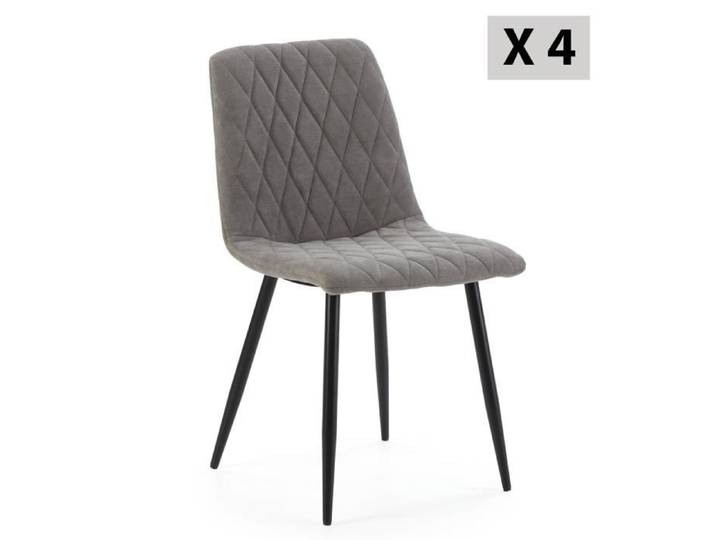 Pack 4 chaises Abril recouvertes de tissu gris
