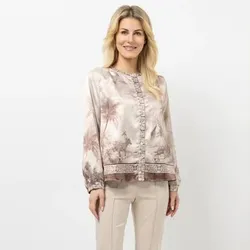 SCHIFFHAUER MUNICH® Bluse 1/1-Arm Rundhalsausschnitt mit Knopfleiste figurumspielend
