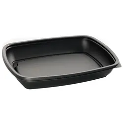 MONOUSO - Wiederverwendbare Plastikbehälter aus PP Schwarz 600ml 23x16,5cm (75 Stück)