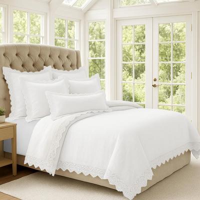 6ix Tailors Elsie Lace White 6 Piece Comforter Set