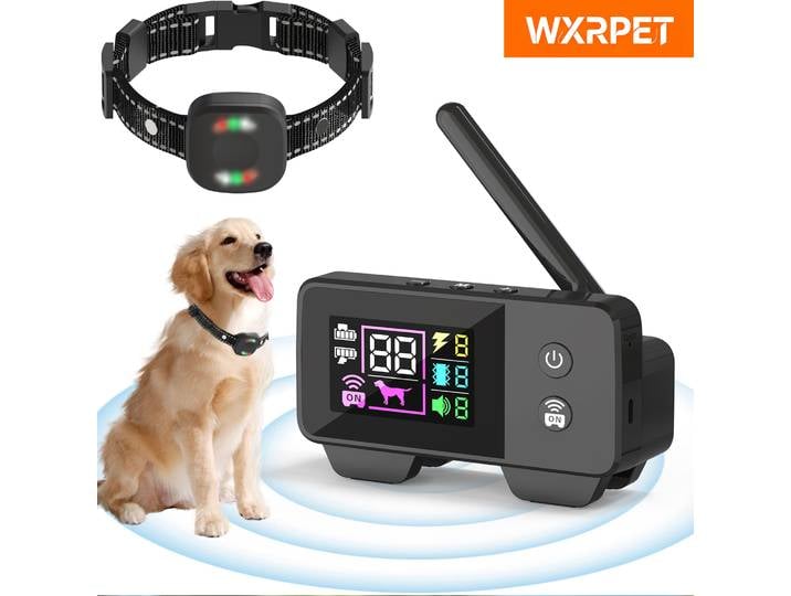 Clôture électrique Rechargeable sans fil pour chien 480m, bip étanche IP68 + Mode choc + Vibration, émetteur et collier combinés