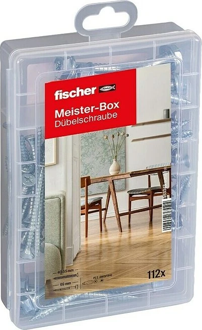 fischer Dübelschrauben-Sortiment Meister-Box 553348 6/7/8/10 mm x 40/55/69 mm