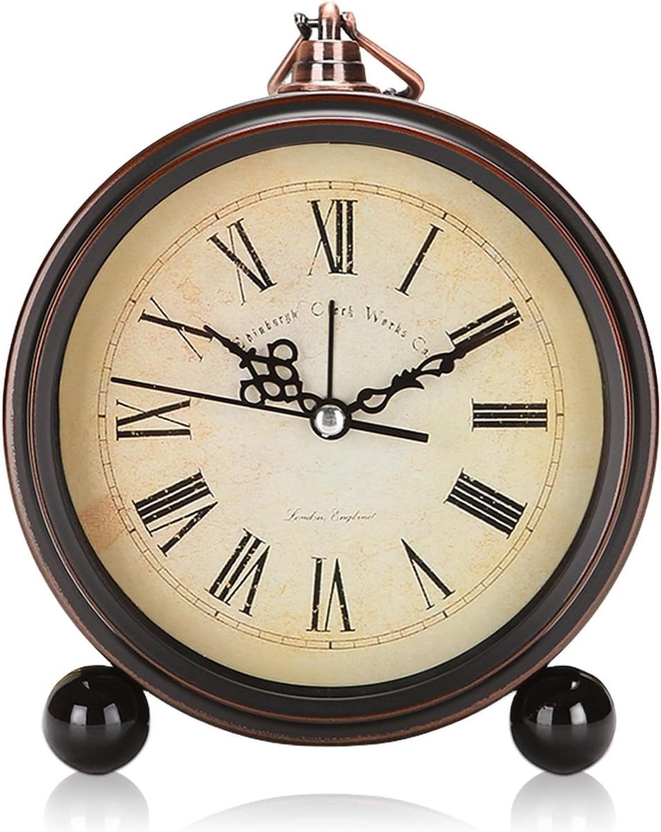 Retro Analoge Tafelklok zonder Tikken - Stille Vintage Alarmklok voor Slaapkamer en Kinderkamer