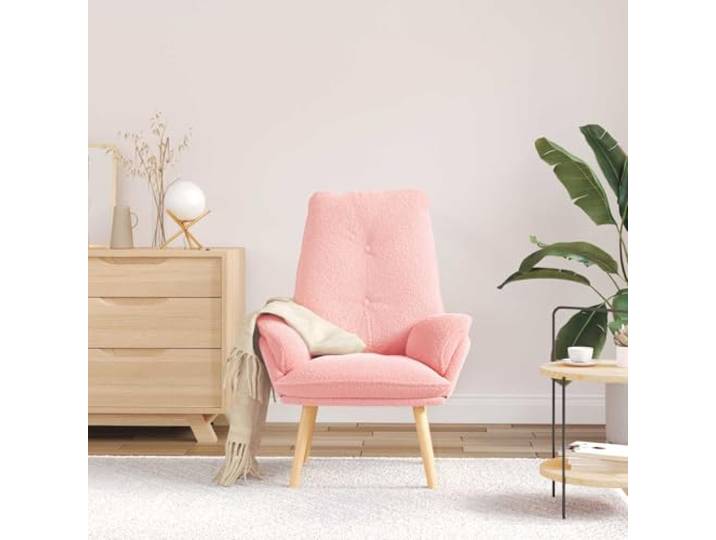 NLQMSU Sessel, Rosa, aus Sherpa-Stoff, 69 x 74 x 93 cm, gepolsterte Kuscheliger Komfort, ergonomische Unterstützung, minimalistischer Stil, Winterwärme, robustes Holz, Wohnzimmer, Schlafzimmer