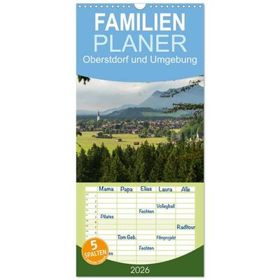 Familienplaner 2026 - Oberstdorf und Umgebung mit 5 Spalten (Wandkalender, 21 x 45 cm) CALVENDO