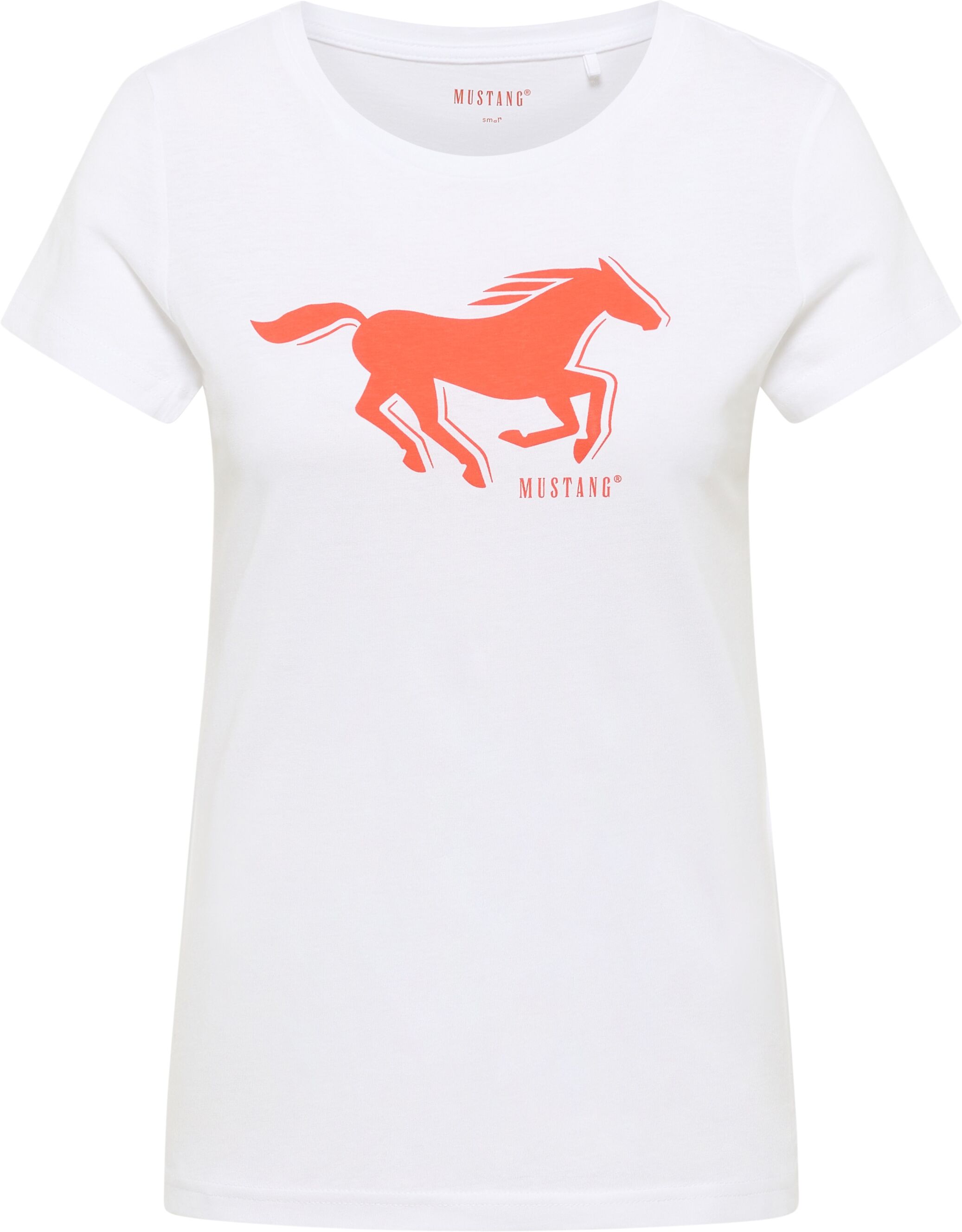 Kurzarmshirt MUSTANG "Damen Style Loa", Damen, Gr. M, weiß, Jersey, 100% Baumwolle, Rundhals, Shirts Kurzarmshirt