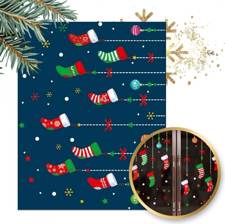 Flamenco Mystique Kerstkleurige raamstickers, 2 vellen, 30 x 45 cm