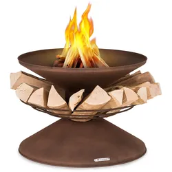 Blumfeldt Aguilera Feuerschale mit Grill Ø 65 cm Holzlager Stahl Rost