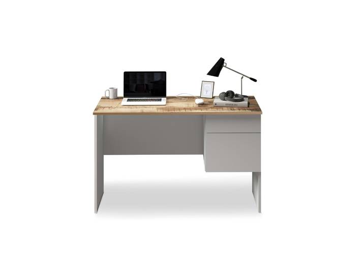 Schreibtisch HOME AFFAIRE Sunrise, kleiner Computertisch, Bürotisch , weiß (weiß matt, ahorn, weiß, ahorn), B:110cm H:75cm T:50cm, Tische, Schreibtisch, mit 1 Tür & 1 Schublade, Tischplatte Breite 110 cm, Made in Italy