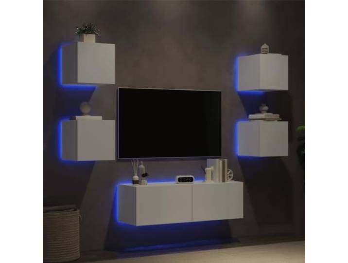 LLEZKBR Entertainment Centers & TV Stands - 5-teilige TV-Wandschränke mit LED-Leuchten Weiß