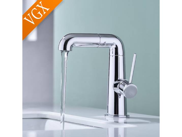 VGX robinets de salle de bains de luxe, robinets de salle de bains mélangeur de lavabo, robinet d'évier, lavabo d'eau chaude et froide, robinet rotatif en laiton Chrome noir