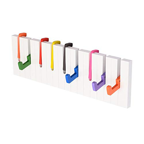 Decopatent Wandkapstok Piano voor Kinderkamers - Wit - Breedte: 48 cm