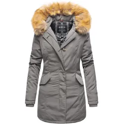 MARIKOO Damen edler Wintermantel Parka mit Kunstfellkapuze Karmaa