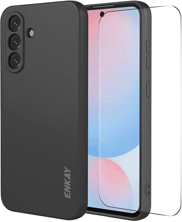 Samsung Galaxy A57 ENKAY Silikone Cover med Skærmbeskyttelse - Sort
