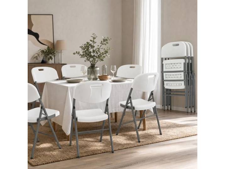Chaise pliante - PAGE LIVING - Lot de 4 - Empilable - Cadre métal - Poignée de transport