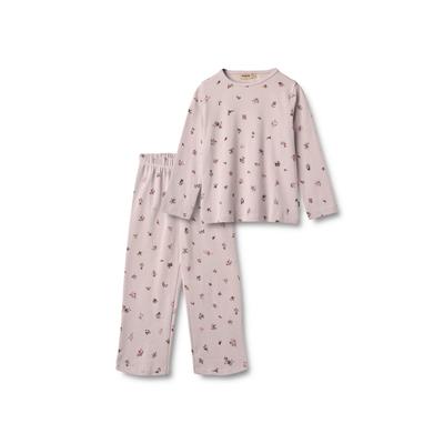 Pyjama WHEAT "WHEAT Nightwear Picoting Mila", Mädchen, Gr. 122, rosa (soft lila flowers), 100% Baumwolle, normal, Homewear-Sets Pyjama