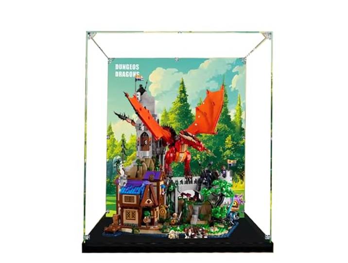 Acryl Vitrine für Lego 21348 Dungeons & Dragons Bauset, Klare Vitrine, Staubdichte Vitrine Kompatibel mit Lego 72037 (nur Vitrine)