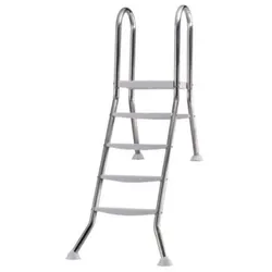 Halbhochbeckenleiter Edelstahl 150 cm mit Plattform  (05525)