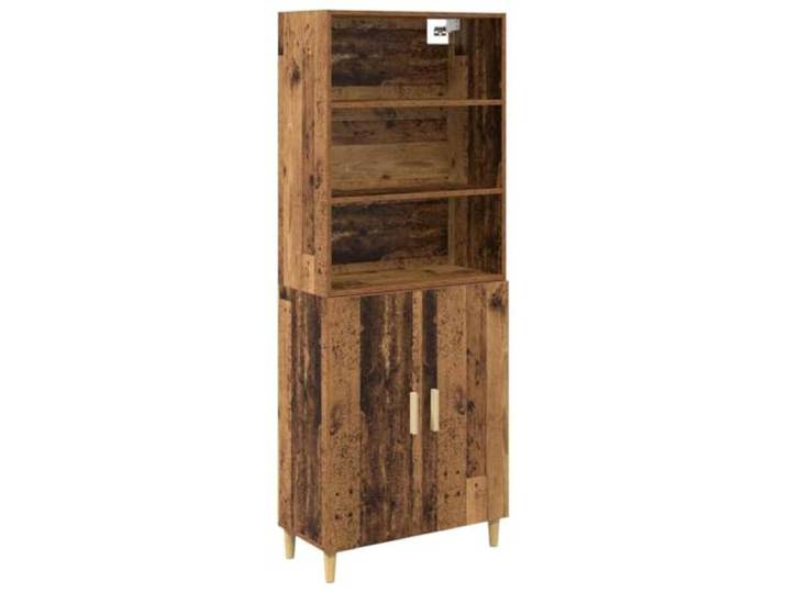 Fisinber Highboard Set 2-teilig Altholz 69,5x32,5x180 cm Holzwerkstoff Flexibler Raumteiler und Aufbewahrungsschrank in Altholz-Optik für Esszimmer und Wohnbereiche mit 2 Scharniertüren.