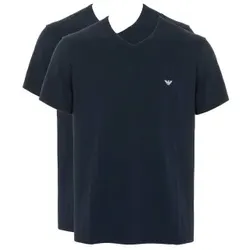 Armani Cotton V-neck T-shirts 2P Marine Baumwolle Large Herren