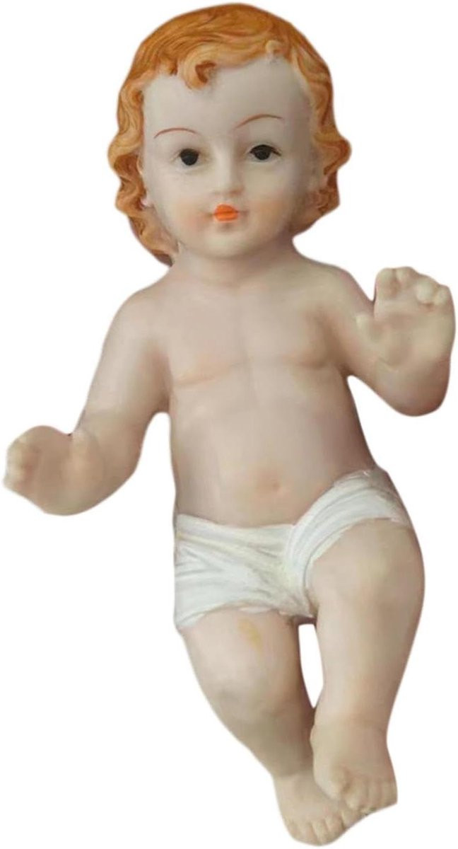 Jezus Beeldje Resin Interieur Decoratie Beige - Hoogte: 16 cm