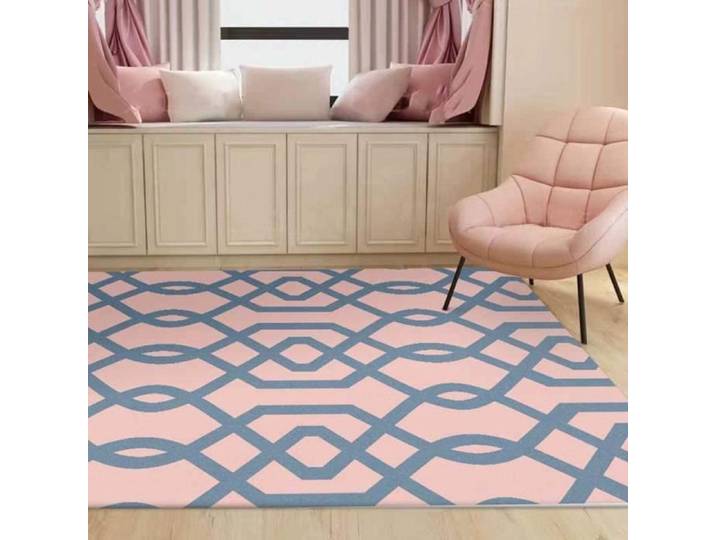 Tapis de salon antidérapant à la géométrie simple de la mode nordique - Rose - Rectangulaire - 1.2x60x90cm