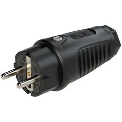 Schutzkontaktstecker Vollgummi (schwarz) PCE