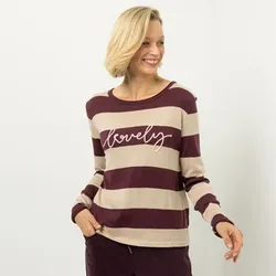 DINE 'N' DANCE Pullover Rundhalsausschnitt Schriftzug figurumspielend