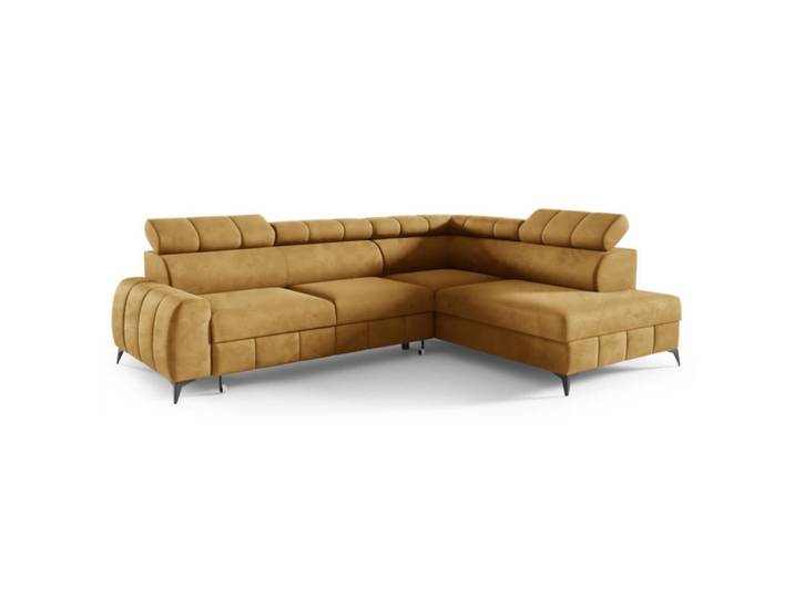 Sepro Meble Ecksofa Muskat Gelb DON Ausziehbar Rechts, 279x203 cm, Wohnzimmer, Sofas & Couches, Wohnlandschaften, Ecksofas