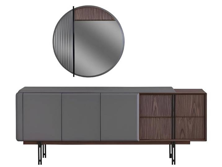 Xlmoebel Sideboard Elegante Anrichte mit Spiegel aus hochwertigem Holz (Anrichte mit Spiegel, 2 St., Anrichte+Spiegel), Hergestellt in Europa