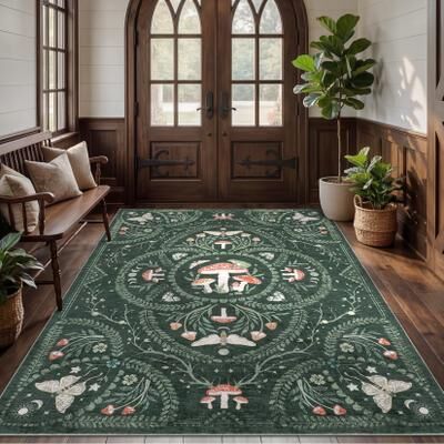 Garvee Mushroom Botanical Area Rugs for Living Room Bedroom