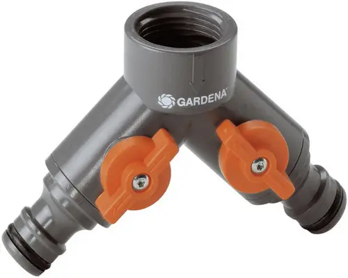 Gardena 938-20 Kunststoff 2-Wege-Verteiler 24,2mm (3/4") IG, Steckkupplung mit Regulierventil