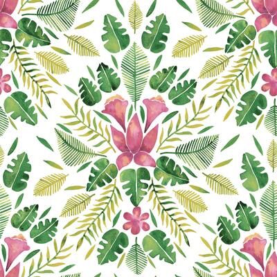Roommates Green & Pink Green Cat Coquillette Tropical Peel and Stick Wallpaper
