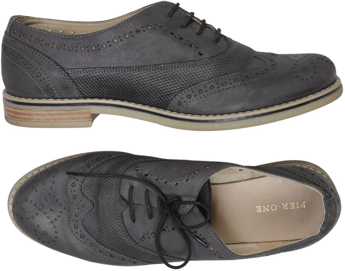 pier one Damen Halbschuh, Grau, Gr. EU 39, Leder - Second Hand
