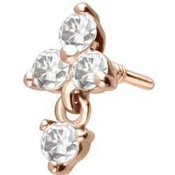 14 Karat Gold Schraubaufsatz mit Außengewinde MOISSANIT-BLUME + MOISSANIT
