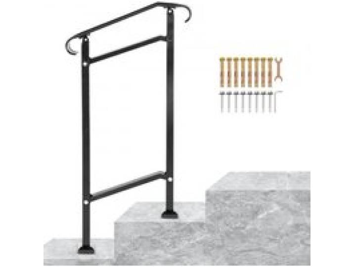 VEVOR Garde-Corps Rampe Escalier Main Courante en Fer Forgé Balustrade Rambarde 1 Marche Réglable 16 cm Distance entre Poteaux 34 cm Hauteur Poteaux 96 cm pour Sécurité des Escaliers Jardin Portail
