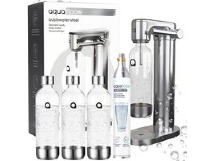 Aquafloow Machine à soda eau pétillante – acier – 3 bouteilles de 0 8 l – cylindre CO₂ inclus - Réglage dintensité des bulles