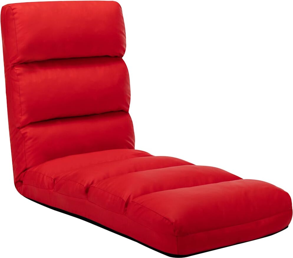 vidaXL Chaise pliable de sol Rouge Similicuir