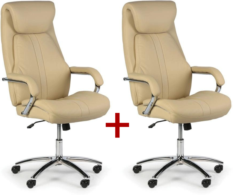 B2B Partner Leder-Bürosessel NEXUS 1+1 GRATIS, beige