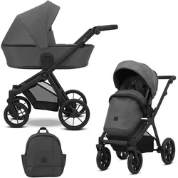 Kunert, Kinderwagen, 2in1 BRAV Kinderwagen in Anthrazit mit schwarzem Rahmen, Gelrädern und modernem Design