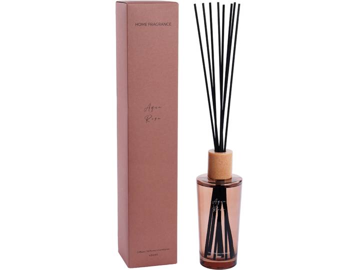 Raumduft Nathalie Aqua Rosa 430ml pink - Material: Glas, Marmor, Rattan - Raumduft