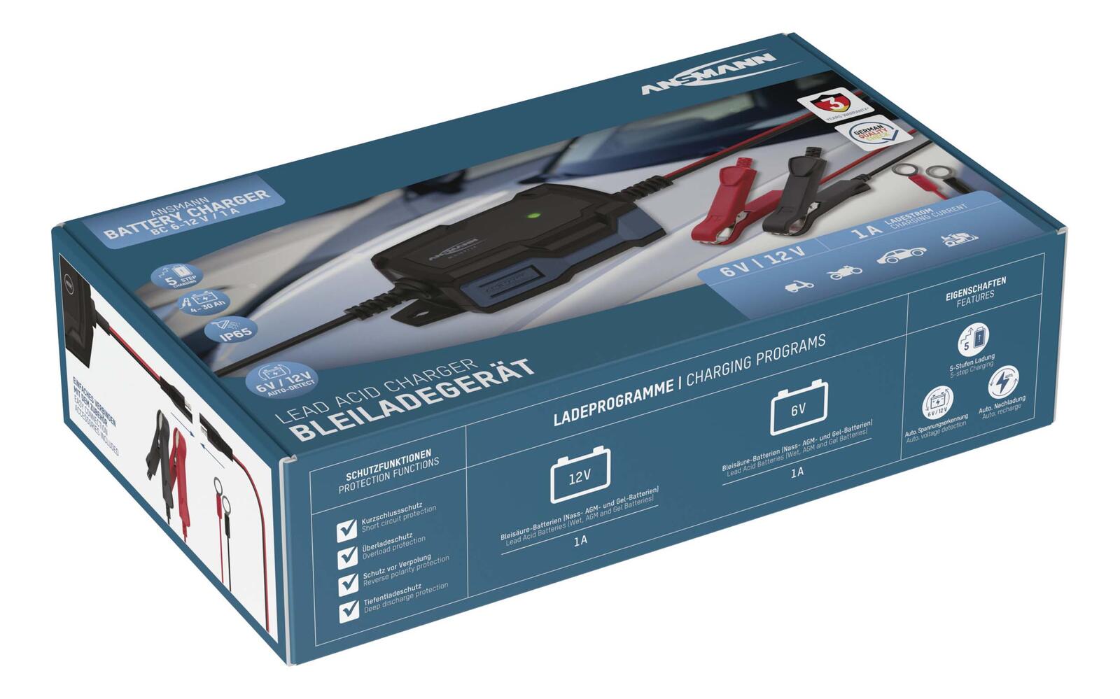 ANSMANN Autobatterie-Ladegerät BC 6-12V, 1A 1001-0142