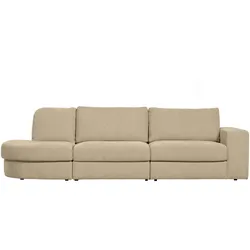 Sofa Family aus Webstoff, modern und bequem, linksseitig, sandfarben, abnehmbare Sitzkissen