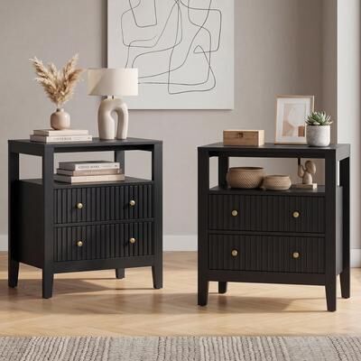 Royalcraft Fluted Nightstand with Charging Station