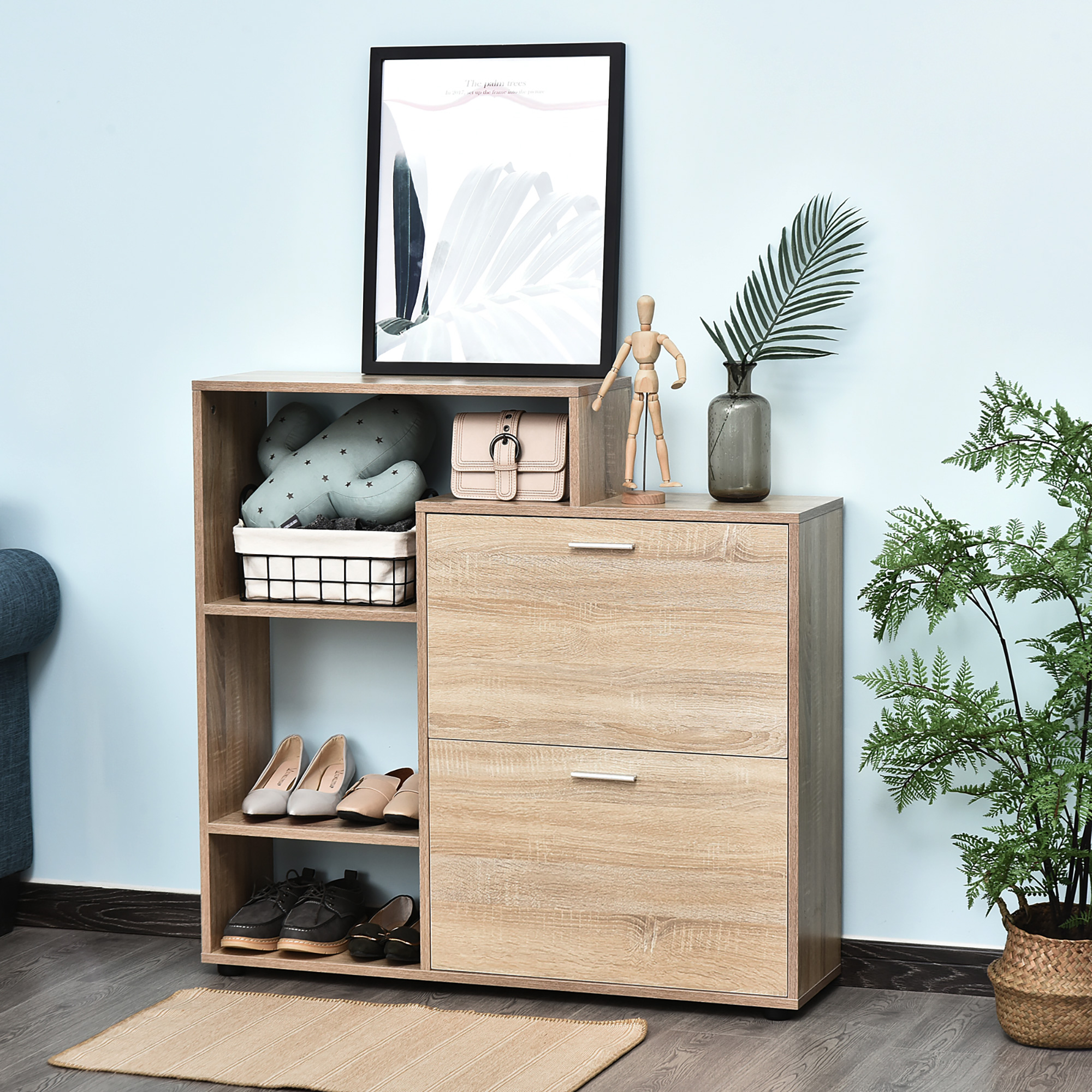 Homcom Armadio Scarpiera Salvaspazio scarpiera ingresso porta scarpe Design Moderno 20 Paia da Ingresso in Legno 101,5 x 25,5 x 98 cm Aosom Italy
