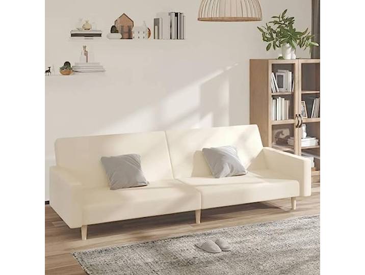 ZQQLVOO Schlafsofa 2-Sitzer Creme Stoff Holzrahmen, Klappbar, Atmungsaktiv, Langlebig, für Wohnzimmer und Büro