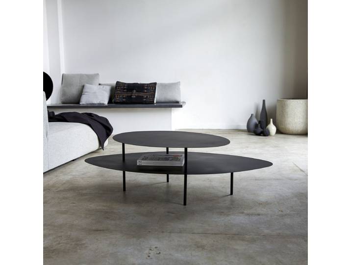 Couchtisch aus lackiertem Metall 120x70 Judit - Schwarz