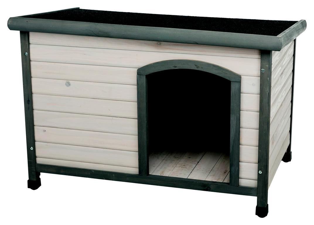 TRIXIEHEIMTIERBEDARF natura Hundehütte Classic mit Flachdach M L:104 72 68cm grau 16888853